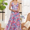 Drawstring Detail Washed Dress - Pink/Blue