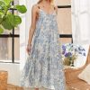 Dress with Bead Detail On Shoulder - Blue