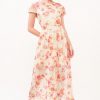 Fish-Net Floral Printed Midi Dress - Multi