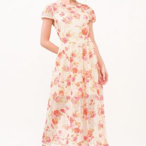 Fish-Net Floral Printed Midi Dress - Multi