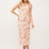 Floral Fishnet Bodycon Midi Dress - Multi
