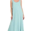 French Terry Twisted Strap Midi Dress - Dusty Teal