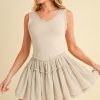 Frill Sleeveless Drop Waist Mini Dress - Oatmeal