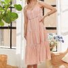 Gingham Detail Washed Dress - Light Orange