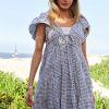 Jacquard V-Neck Flutter Cap Sleeve Tiered Dress - Black Ivory