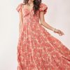 Lightweight Sweetheart Neck Textured Tiered Maxi Dress - Coral