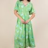Printed V-Neck Resort Midi Dress - Sage