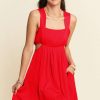 Washed Satin Cutout Skirt Bandeau Mini Dress - Orange